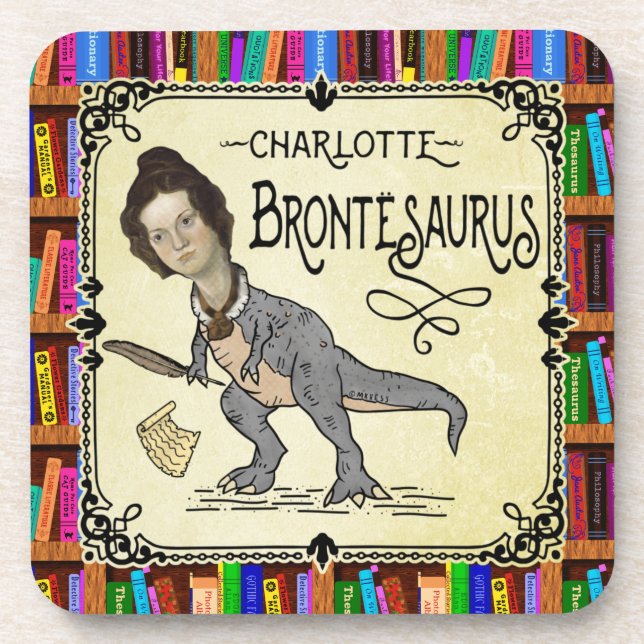 Dessous-de-verre Drôle Charlotte Bronte Saurus Dinosaur Lecteur de  (Devant)