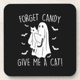 Dessous-de-verre Drôle Halloween Cat Ghost Oublier Candy Donner Moi