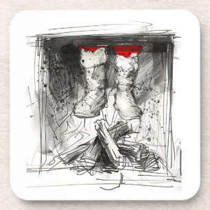 Dessous-de-verre Drôle Père Noël Stuck à Chimney - Humour de Noël