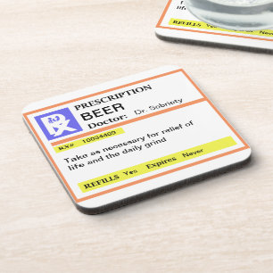 Dessous-de-verre Drôle pour hommes de la prescription de bière Boir