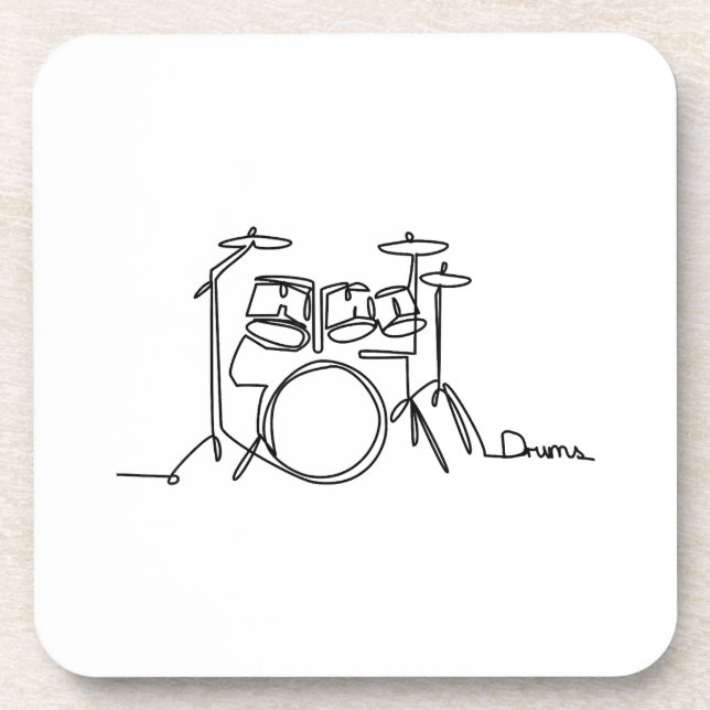 Dessous-de-verre Drummer Music Design Drums One-Line (Devant)