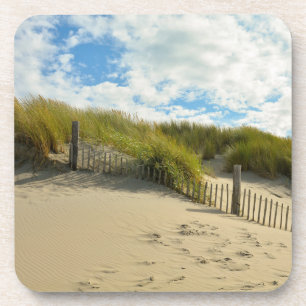 Dessous-de-verre Dunes de sable avec clôture en bois