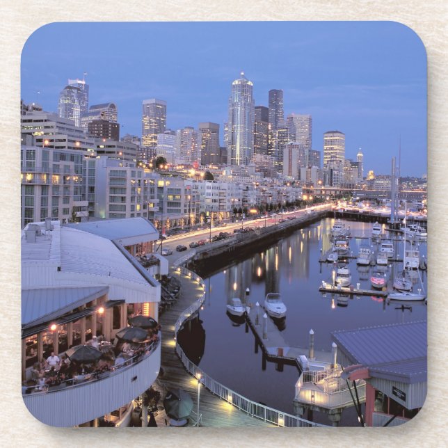 Dessous-de-verre Dusk sur Bell Harbour à Seattle, Washington. (Devant)
