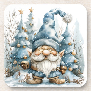 Dessous-de-verre Dusty Blue Gnome et les arbres de Noël