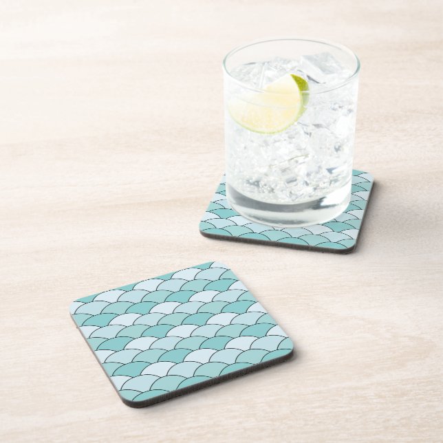 Dessous-de-verre Écailles de dragon, éventails, vagues, Seigaiha, b (Côté Droit)