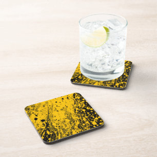 Dessous-de-verre Éclaboussures de peinture noire et jaune