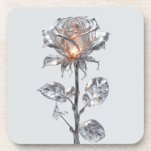 Dessous-de-verre 🌹 Éclat de Rose Argenté pour une Décoration de Ta