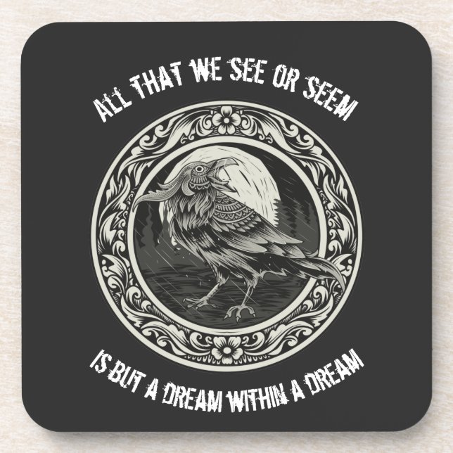 Dessous-de-verre Edgar Allan Poe Poète Auteur Dream Raven Médallion (Devant)
