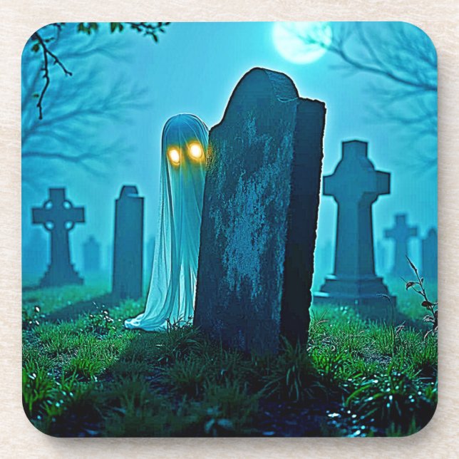 Dessous-de-verre Eerie Glimpse du fantôme du cimetière (Devant)