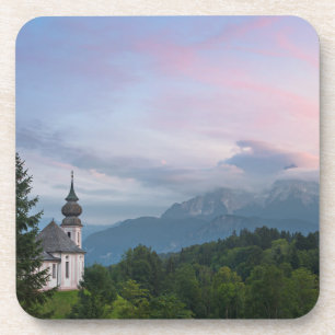 Dessous-de-verre Église des Alpes au coucher du soleil
