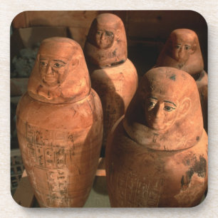 Dessous-de-verre Egypte, jarres canopes de la 26e dynastie trouvées