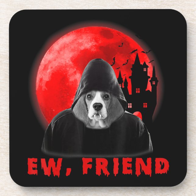 Dessous-de-verre Eh, Friend Beagle Dog Halloween Dog Vampire Venin (Devant)
