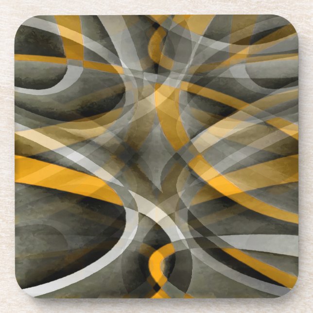 Dessous-de-verre Eighties Retro Mustard Yellow and Grey Abstract Cu (Devant)