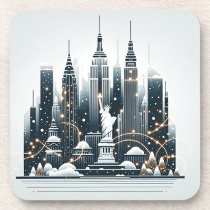Dessous-de-verre Élégance des Fêtes de New York - Noël Personnalisa
