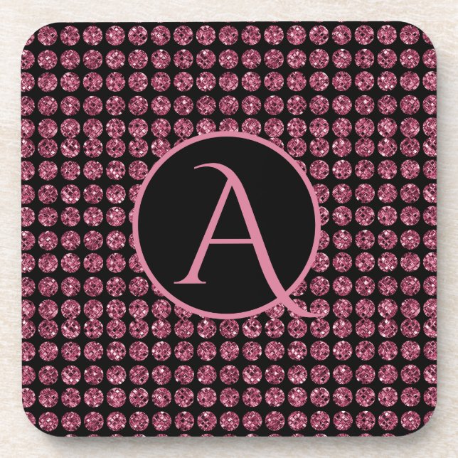 Dessous-de-verre Élégance vintage Diamant rose Gem Motif Monogramme (Devant)