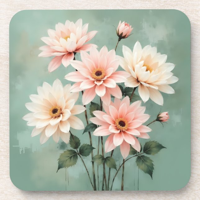 Dessous-de-verre Elegant Blush Chrysanthemum Art (Devant)