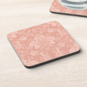Dessous-de-verre Élégant Chic Floral Chic Damask-Peach
