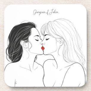 Dessous-de-verre Élégant couple lesbien personnalisé