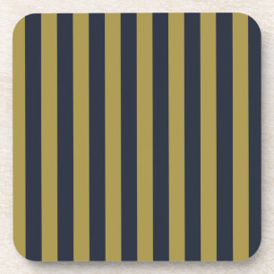 Dessous-de-verre Elégant Gold & Navy Blue Vertical Stripes