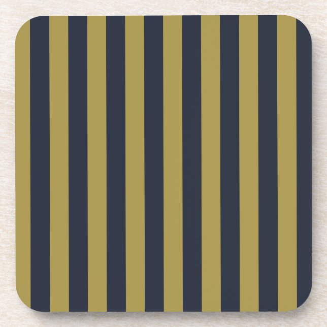Dessous-de-verre Elégant Gold & Navy Blue Vertical Stripes (Devant)