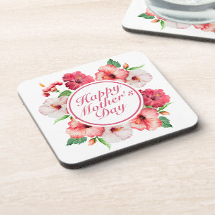 Dessous-de-verre Elegant Happy Mother's Day Floral Frame Coaster