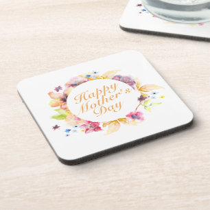 Dessous-de-verre Elegant Happy Mother's Day Floral Frame Coaster