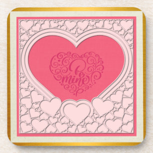 Dessous-de-verre Élégant Heureuse Sainte-Valentin de coeur rose élé