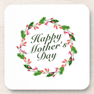 Dessous-de-verre Elegant Mother's Day Floral Wreath   Coaster