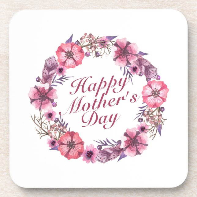 Dessous-de-verre Elegant Mother's Day Floral Wreath Coaster (Devant)