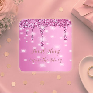Dessous-de-verre Élégant paillettes rose chaud goutte à goutte ente