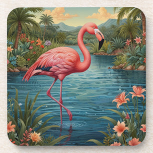 Dessous-de-verre Élégant paradis tropical flamand rose