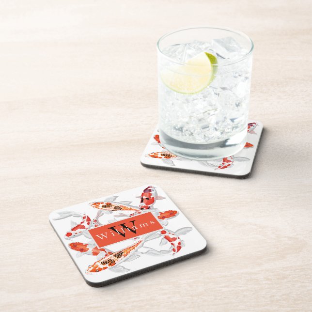 Dessous-de-verre Élégant Poisson Koi Orange Et Blanc (Côté Droit)