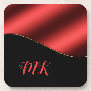 Dessous-de-verre Élégant rouge et noir Classy Monogramme