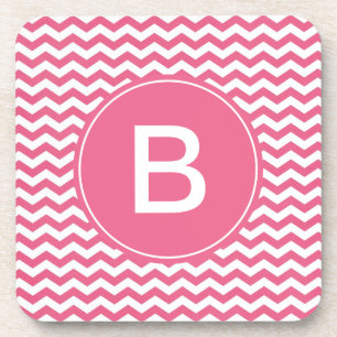 Dessous-de-verre Élégant tendance, monogramme chevron rose chanceux