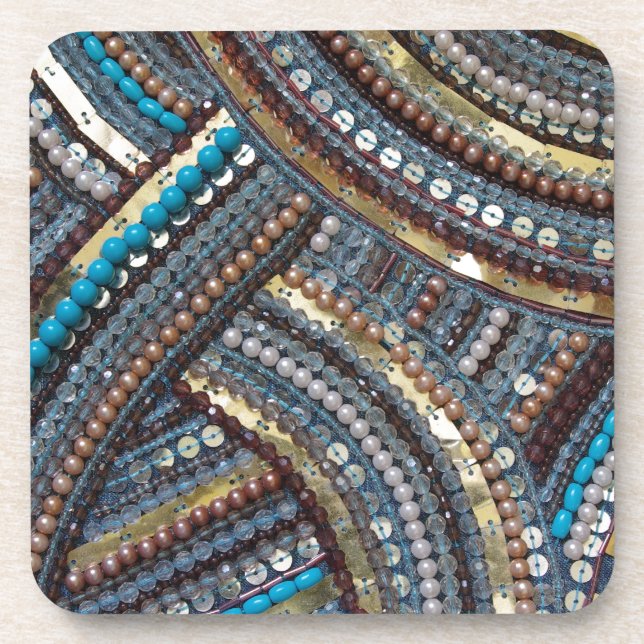 Dessous-de-verre Elégant turquoise paillée (Devant)