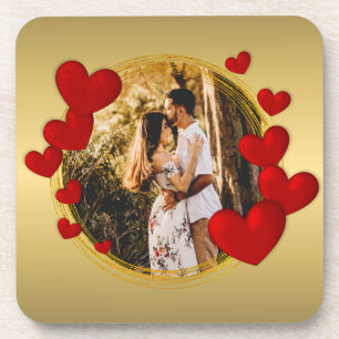 Dessous-de-verre Élégant Valentines, Amour, Anniversaire Coeur Roug