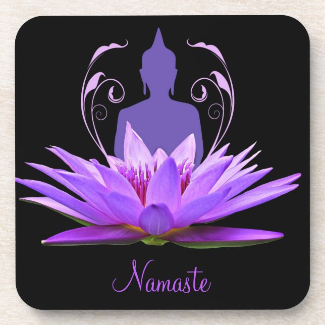 Dessous-de-verre Elégant Zen Lotus Méditation Spirituelle Namaste (Devant)