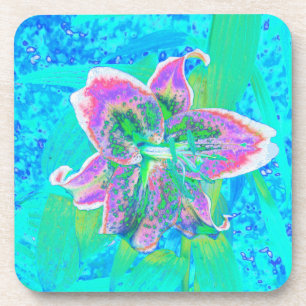 Dessous-de-verre Élégante Fleur de Lys Blanche et Verte Citron