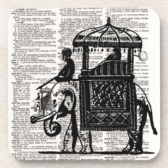 Dessous-de-verre Élément de dictionnaire avec éléphant et howdah (Devant)