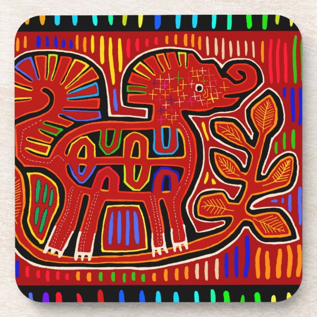 Dessous-de-verre Élémentaire éléphant indien Kuna - Art populaire M (Devant)