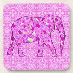 Dessous-de-verre Eléphant à fleurs - orchidée et magenta