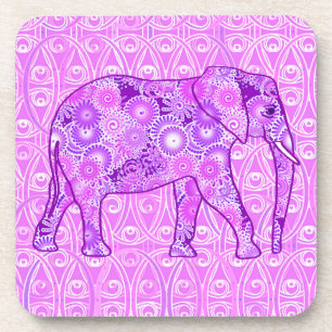 Dessous-de-verre Éléphant en spirale fractale - violet et orchidée