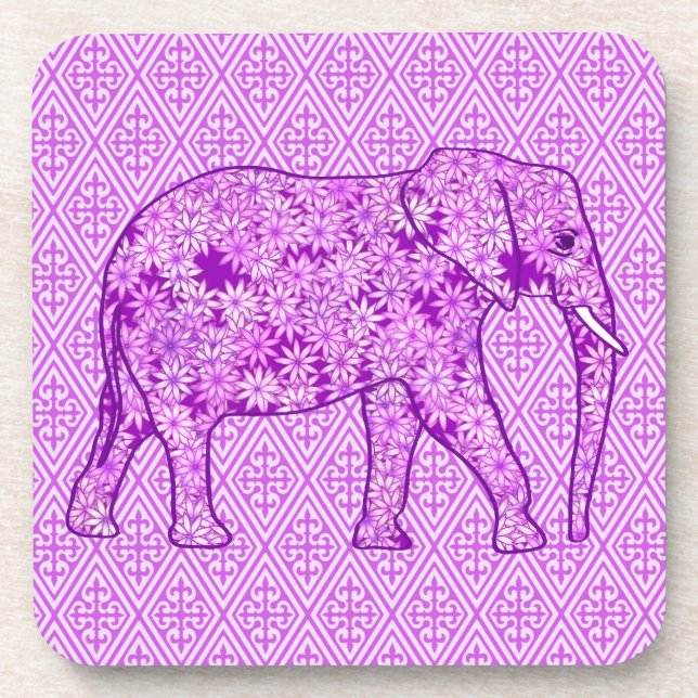 Dessous-de-verre Eléphant fleur - améthyste violet (Devant)