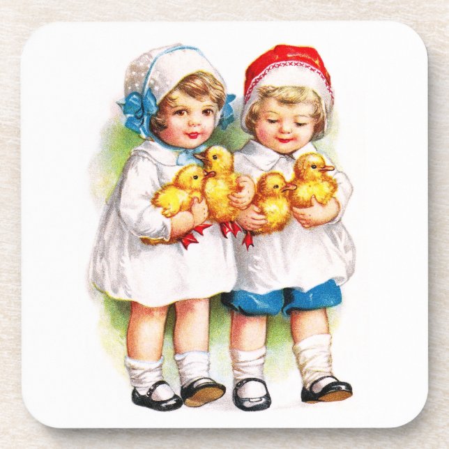 Dessous-de-verre Ellen H. Clapsaddle : Enfants avec des canetons (Devant)