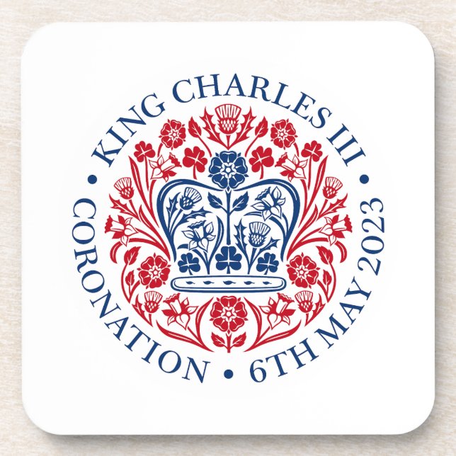 Dessous-de-verre Emblème de couronnement du roi Charles III, souven (Devant)