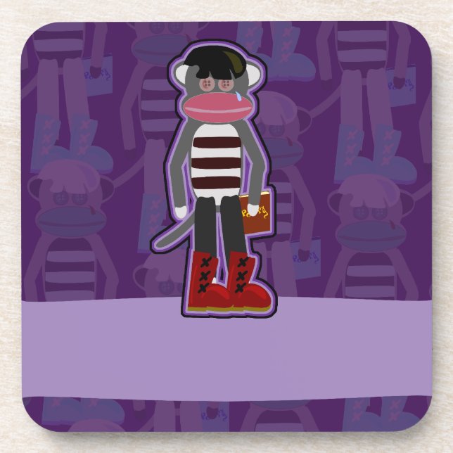 Dessous-de-verre Emo Sock Monkey Purple Cartographie Art Design (Devant)