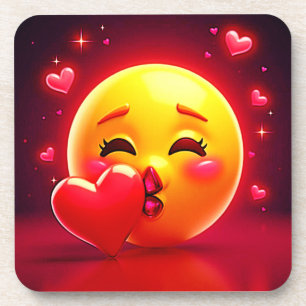Dessous-de-verre Émoji Bisou : Amour et Cœurs Art