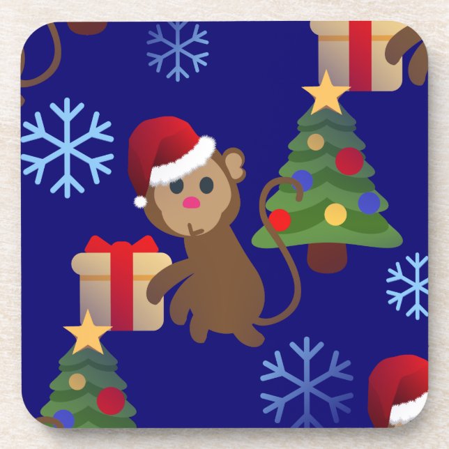 Dessous-de-verre Émotion de singe de père Noël (Devant)