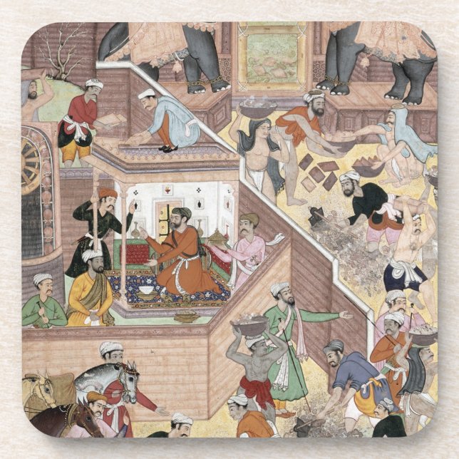 Dessous-de-verre Empereur Akbar (r.1556-1605) inspectant le buildin (Devant)