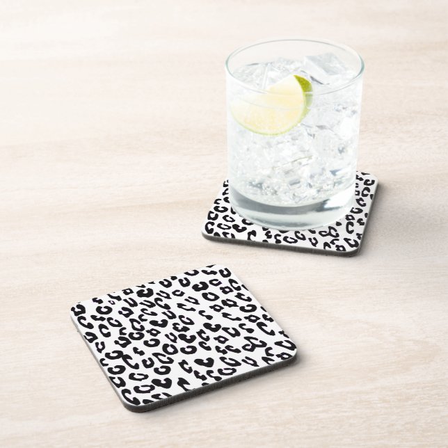 Dessous-de-verre Empreinte de léopard noir et blanc (Côté Droit)